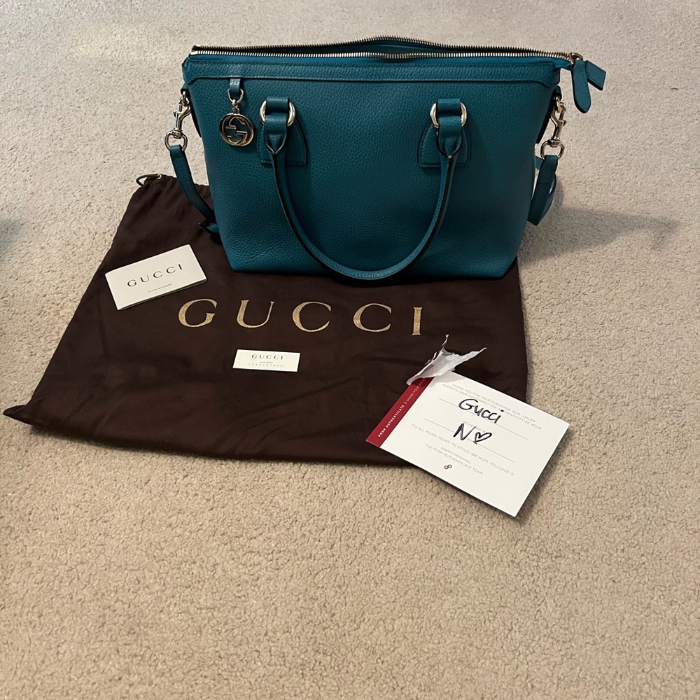 100% AUTHENTIC GUCCI TURQUOISE/Teal color bag NEW - Picture 8 of 10